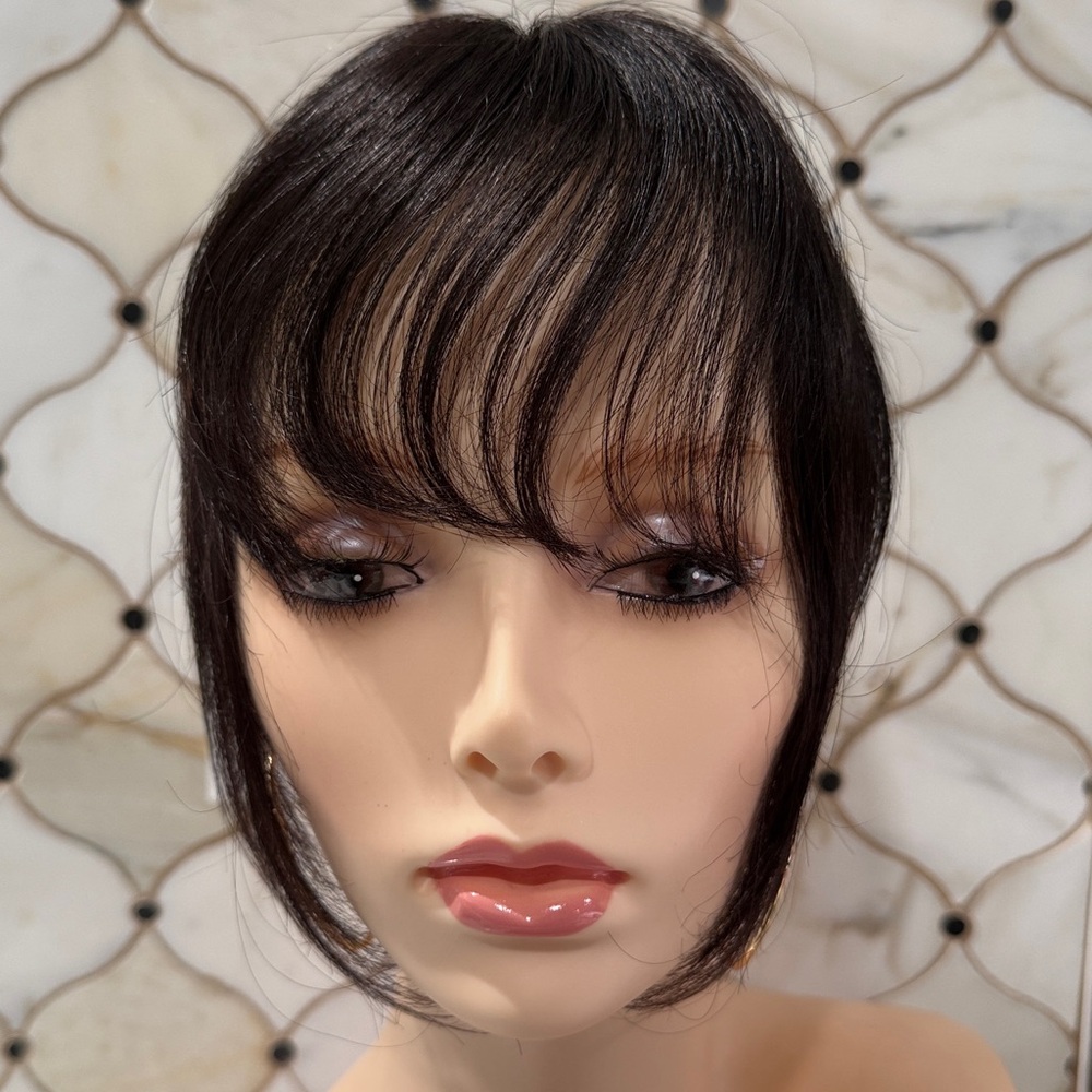 💯% HUMAN Hair, Curtain Bangs, Dark Brown/Almost Black